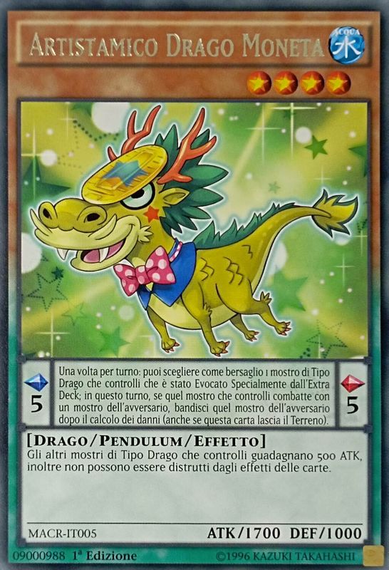 Carta YUGIOH-Artistamigo Dragon de la Moneda-MACR-SP005-SPA-EX-Rare 1.Ed
