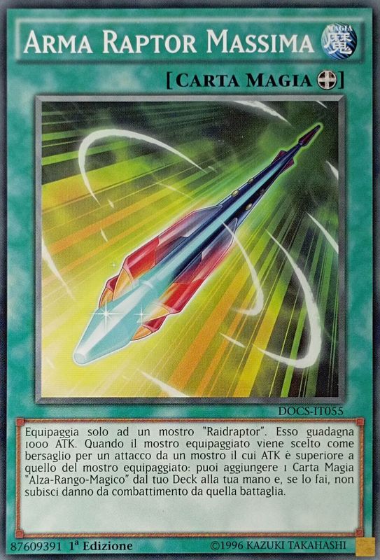 Carta YUGIOH-Arma Raptor Massima-DOCS-IT055-ITA-EX-Common 1.Ed