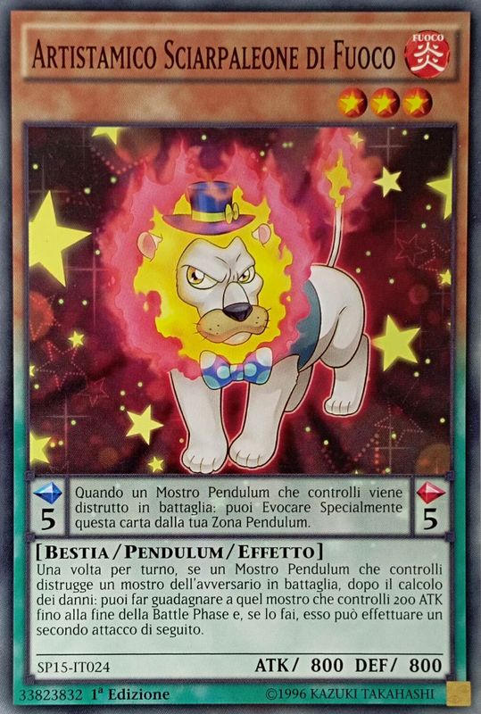 Carta YUGIOH-Artistamico Sciarpaleone di Fuoco-SP15-IT024-ITA-EX-Common 1.Ed