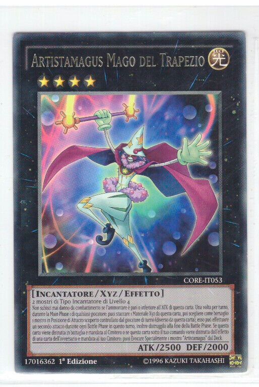 Carta YUGIOH-Artistamagus Mago del Trapezio-CORE-IT053-ITA-EX-Rare 1.Ed