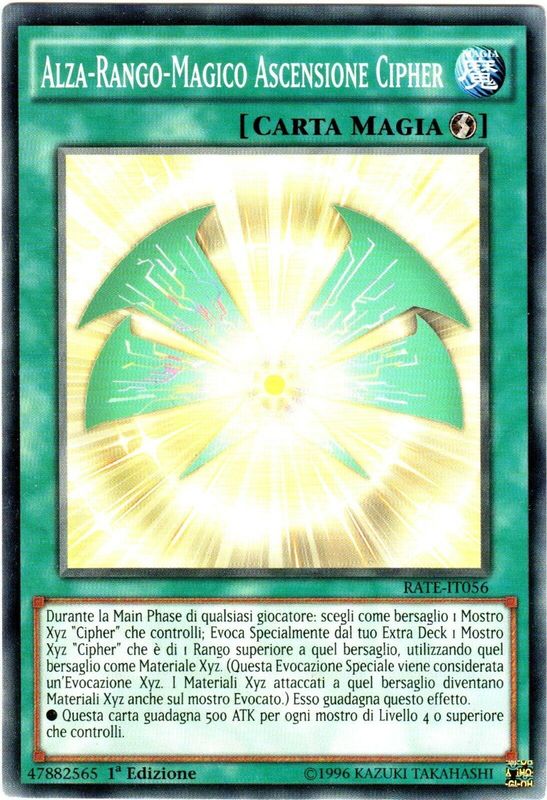 Carta YUGIOH-Alza-Rango-Magico ascensione Cipher-RATE-IT056-ITA-EX-Common 1.Ed