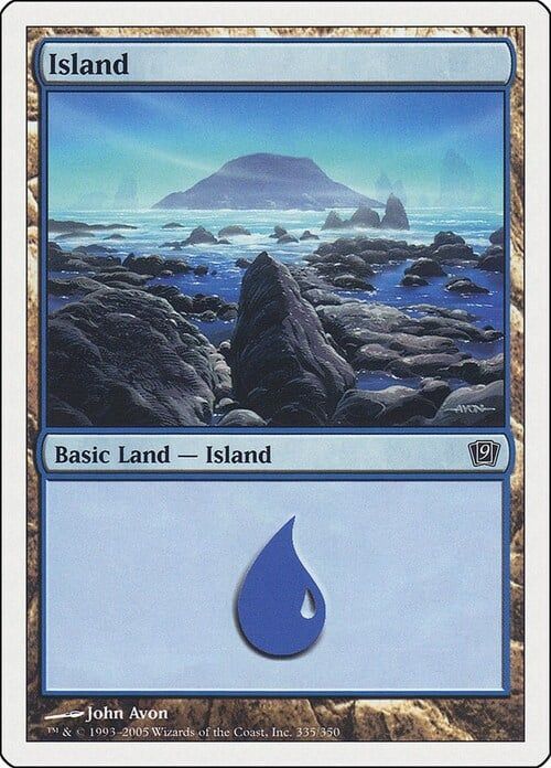 Carta MTG-Isola (V.1)-Nona Edizione-N.350-RUSSO-EX-