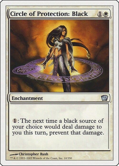 Carta MTG-Circolo di Protezione: Nero-Nona Edizione-N.009-ITA-NM-