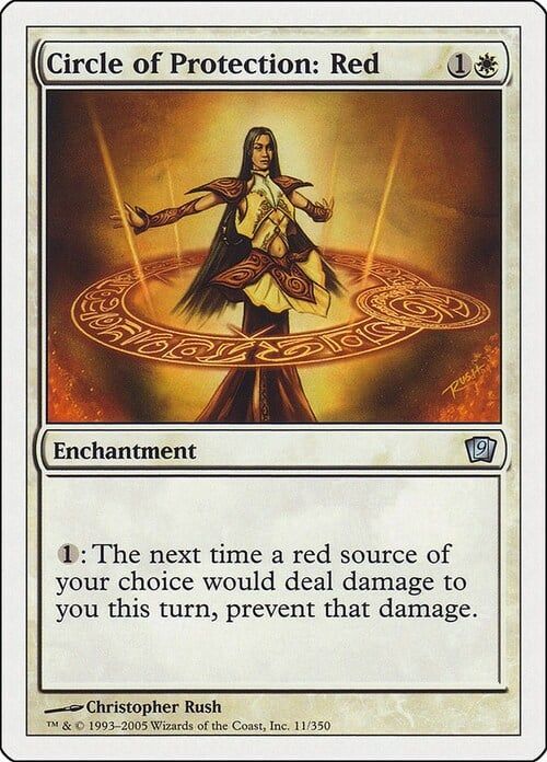 Carta MTG-Circolo di Protezione: Rosso-Nona Edizione-N.010-ITA-EX-