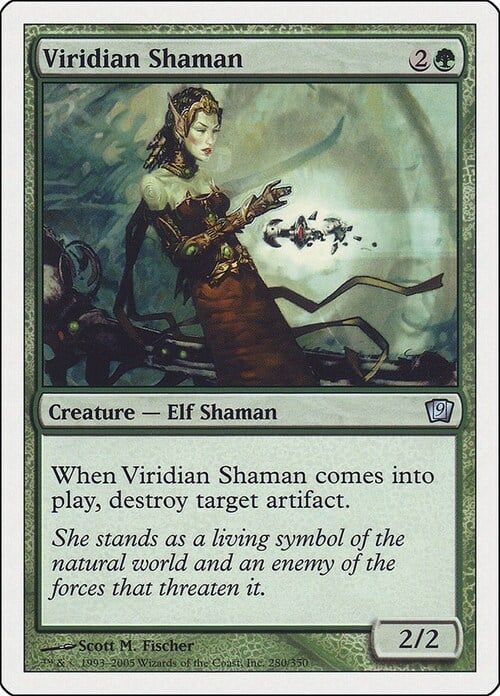 Carta MTG-Sciamana Viridiana-Nona Edizione-N.280-RUSSO-EX-