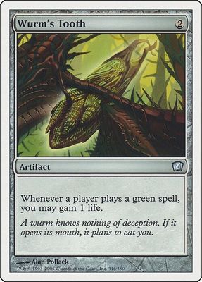 Carta MTG-Dente del Wurm-Nona Edizione-N.294-ITA-EX- Carta MTG-Dente del Wurm-Nona Edizione-N.294-ITA-EX-