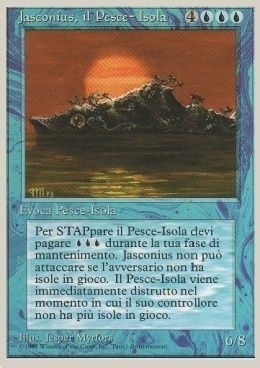 Carta MTG-Jasconius, il Pesce-Isola-Foreign White Bordered-N.051-ITA-Played-