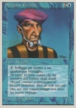 Carta MTG-Stregone Errante-Foreign White Bordered-N.100-ITA-EX-