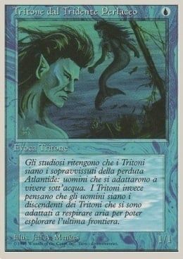 Carta MTG-Tritone dal Tridente Perlaceo-Foreign White Bordered-N.077-ITA-Played-