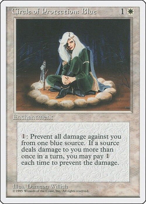 Carta MTG-Circle of Protection: Blue-Quarta Edizione-N.028-EN-EX-