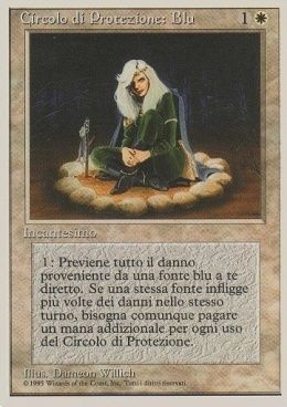 Carta MTG-Circolo di Protezione: Blu-Foreign White Bordered-N.015-ITA-Good-