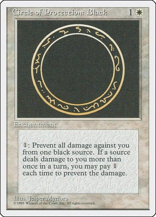 Carta MTG-Circolo di Protezione: Nero-Quarta Edizione-N.041-ITA-Good-