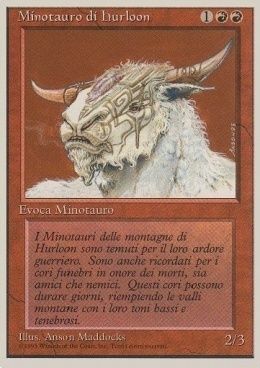 Carta MTG-Minotauro di Hurloon-Foreign White Bordered-N.202-ITA-EX- Carta MTG-Minotauro di Hurloon-Foreign White Bordered-N.202-ITA-EX-
