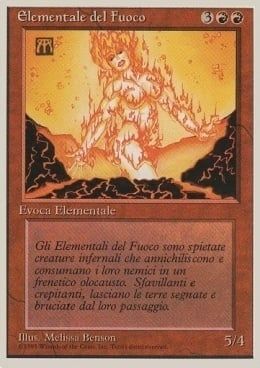 Carta MTG-Elementale del Fuoco-Foreign White Bordered-N.158-ITA-EX-