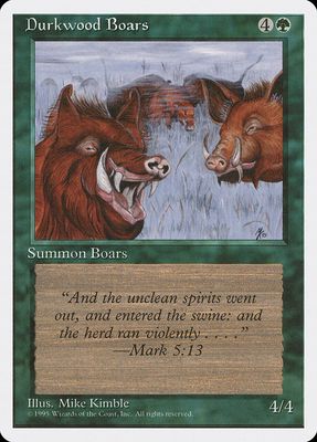Carta MTG-Durkwood Boars-Quarta Edizione-N.241-EN-EX- Carta MTG-Durkwood Boars-Quarta Edizione-N.241-EN-EX-