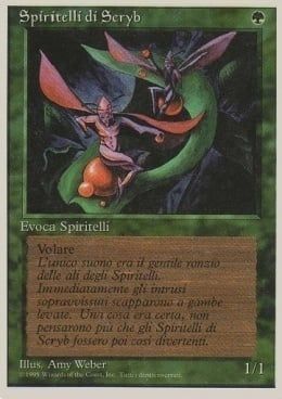Carta MTG-Spiritelli di Scryb-Foreign White Bordered-N.215-ITA-Poor-Common