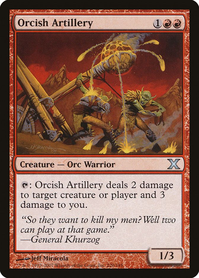 Carta MTG-Orcish Artillery-Decima Edizione-N.220-EN-Poor-Uncommon Foil