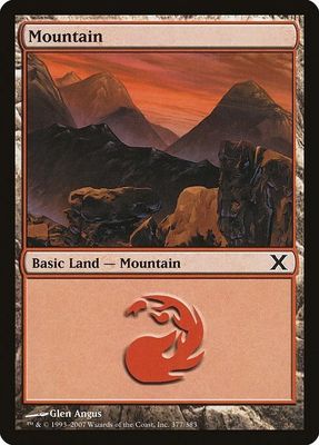 Carta MTG-Montagna (V.2)-Decima Edizione-N.377-ITA-Good-Common