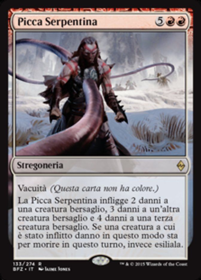 Carta MTG-Picca Serpentina-Battaglia per Zendikar-N.133-ITA-EX-Rare Foil