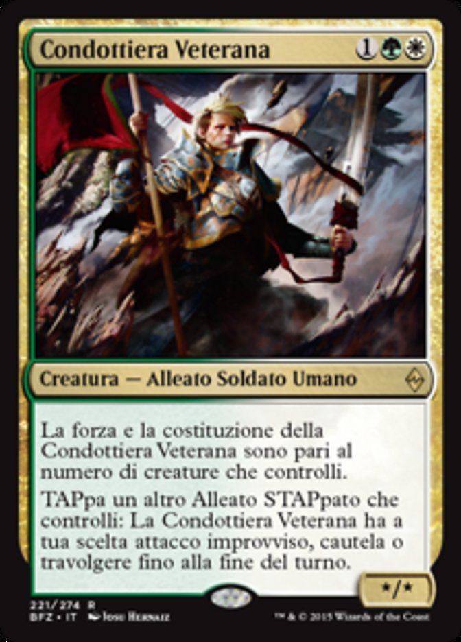 Carta MTG-Condottiera Veterana-Battaglia per Zendikar-N.221-ITA-EX-Rare