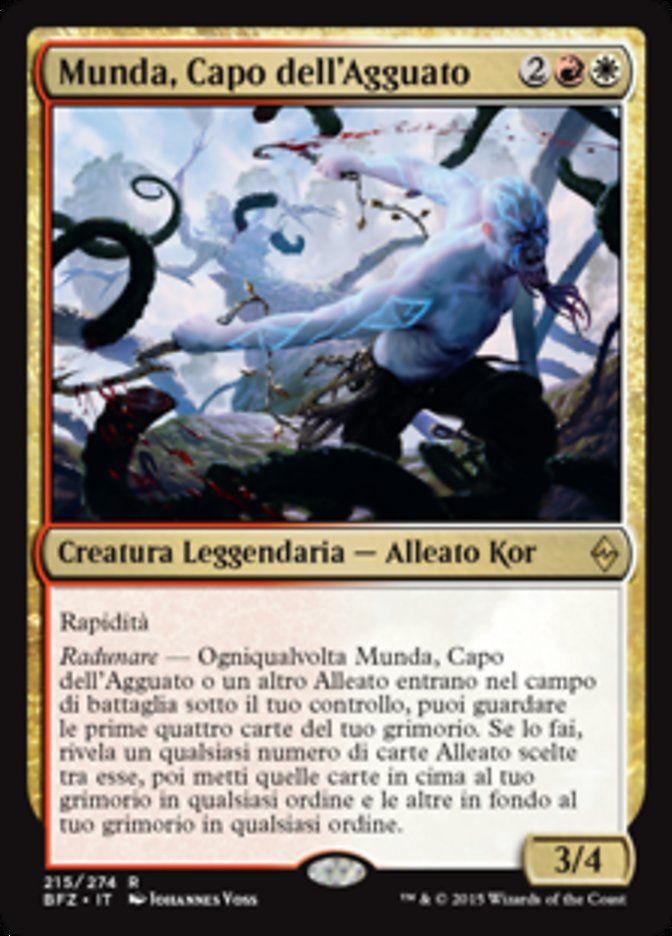 Carta MTG-Munda, Capo dell'Agguato-Battaglia per Zendikar-N.215-ITA-EX-Rare