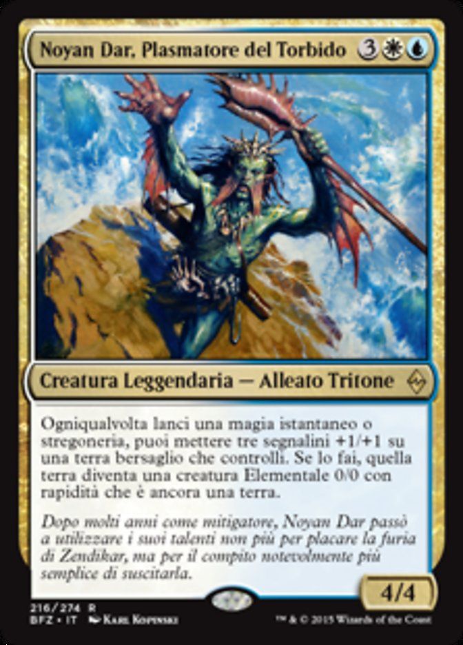 Carta MTG-Noyan Dar, Plasmatore del Torbido-Battaglia per Zendikar-N.216-ITA-EX-Rare