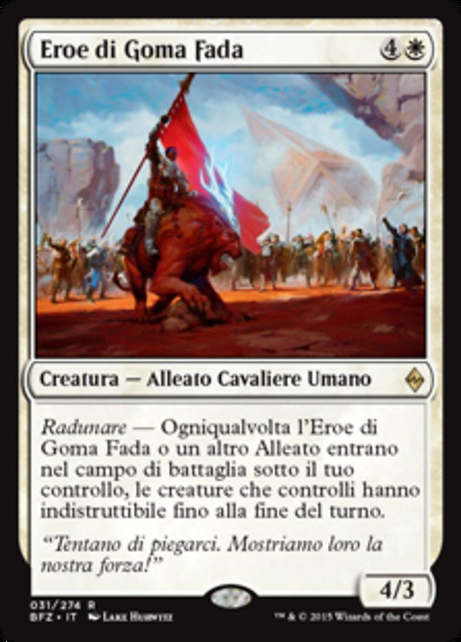 Carta MTG-Eroe di Goma Fada-Battaglia per Zendikar-N.031-ITA-EX-Rare