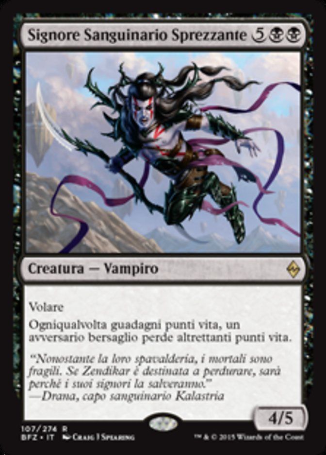 Carta MTG-Signore Sanguinario Sprezzante-Battaglia per Zendikar-N.107-ITA-EX-R