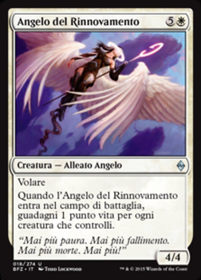 Carta MTG-Angelo del Rinnovamento-Battaglia per Zendikar-N.018-ITA-EX-Uncommon