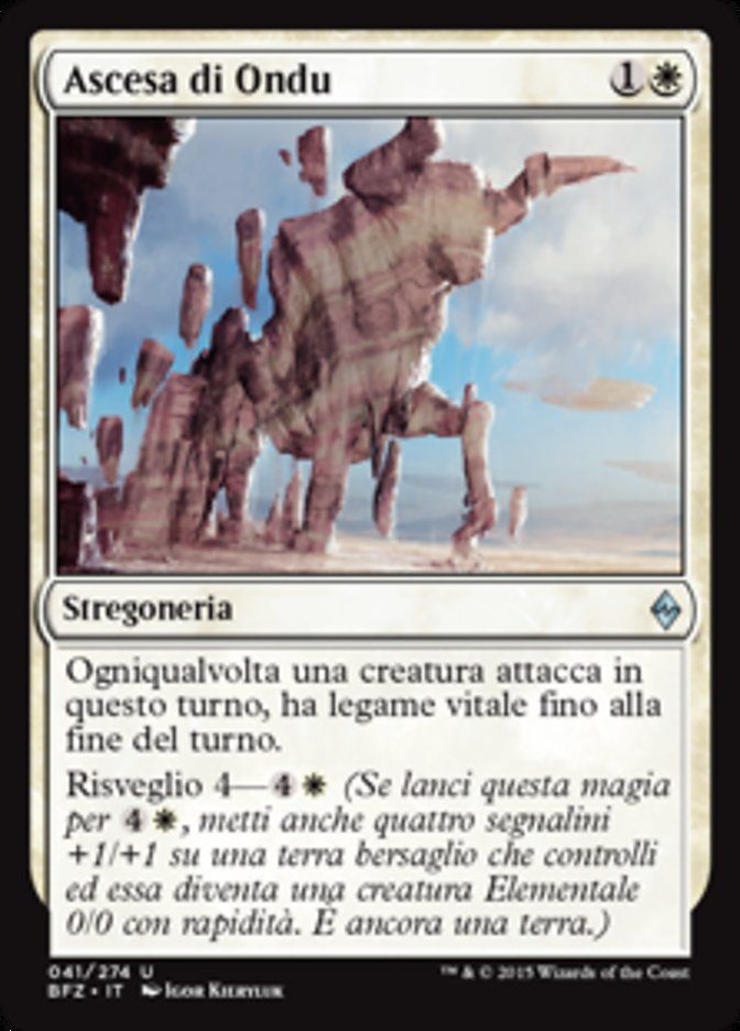 Carta MTG-Ascesa di Ondu-Battaglia per Zendikar-N.041-ITA-EX-Uncommon