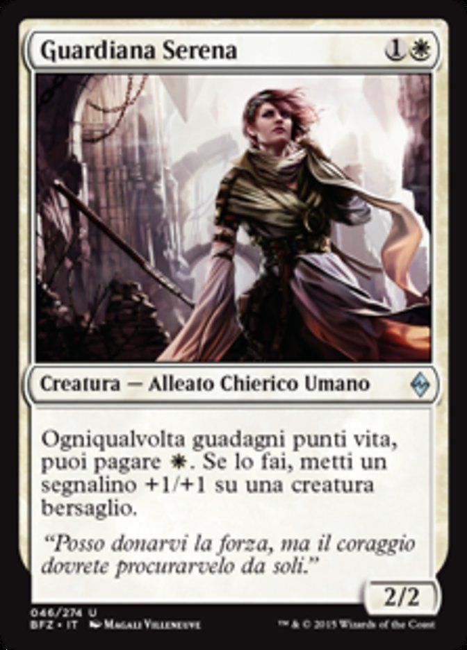 Carta MTG-Guardiana Serena-Battaglia per Zendikar-N.046-ITA-EX-Uncommon