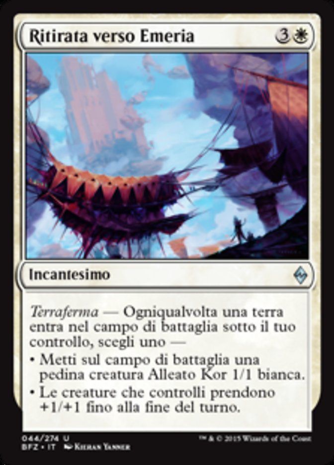 Carta MTG-Ritirata verso Emeria-Battaglia per Zendikar-N.044-ITA-EX-Uncommon