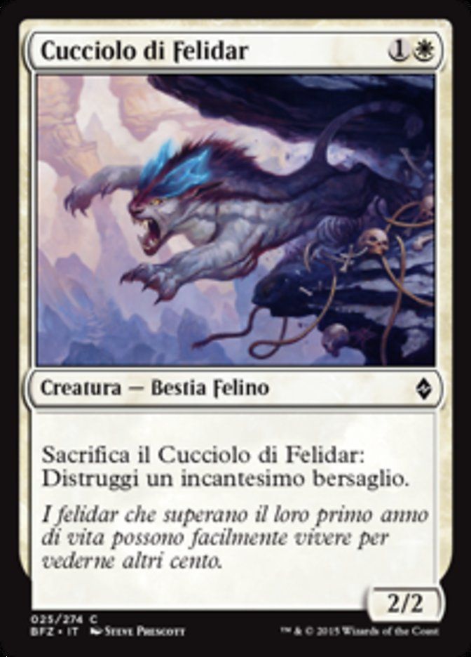 Carta MTG-Cucciolo di Felidar-Battaglia per Zendikar-N.025-ITA-EX-Common