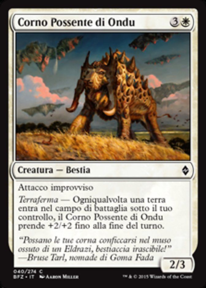 Carta MTG-Corno Possente di Ondu-Battaglia per Zendikar-N.040-ITA-EX-Common