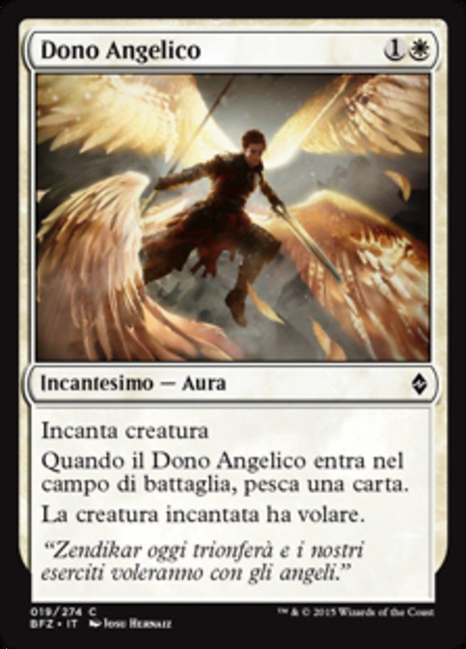 Carta MTG-Dono Angelico-Battaglia per Zendikar-N.019-ITA-EX-Common