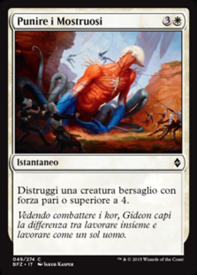 Carta MTG-Punire i Mostruosi-Battaglia per Zendikar-N.049-ITA-EX-Common Foil