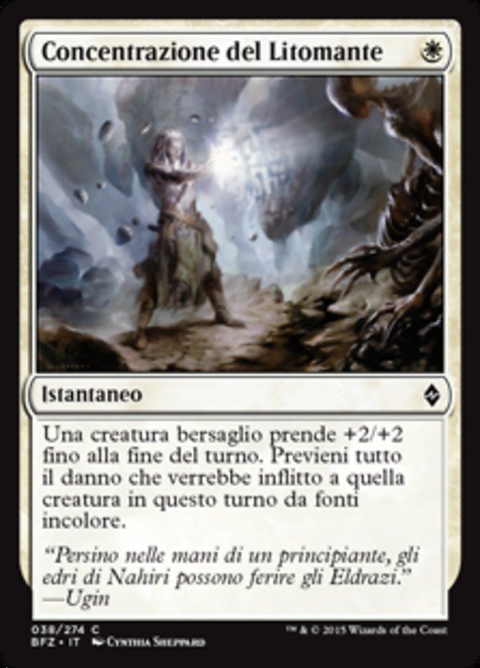 Carta MTG-Concentrazione del Litomante-Battaglia per Zendikar-N.038-ITA-EX-Com