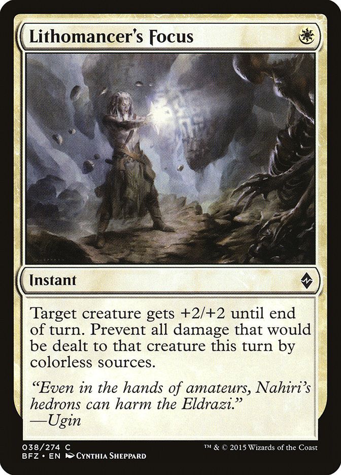 Carta MTG-Lithomancer's Focus-Battaglia per Zendikar-N.038-EN-EX-Common