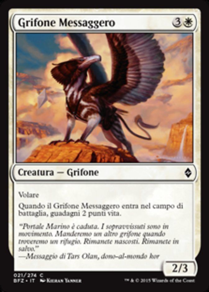 Carta MTG-Grifone Messaggero-Battaglia per Zendikar-N.021-ITA-EX-Common
