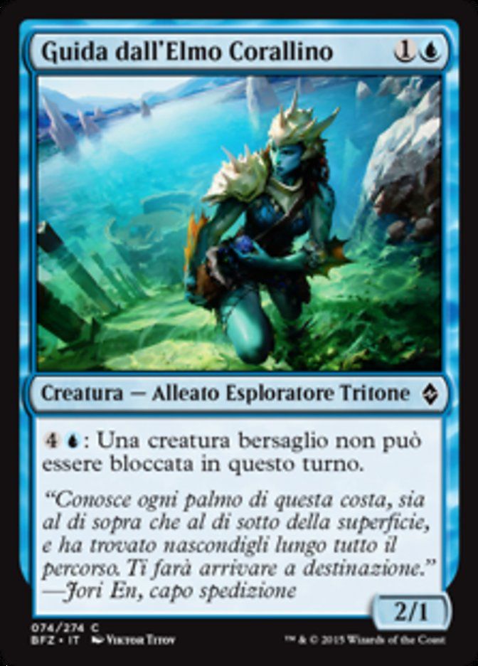 Carta MTG-Guida dall'Elmo Corallino-Battaglia per Zendikar-N.074-ITA-EX-Common