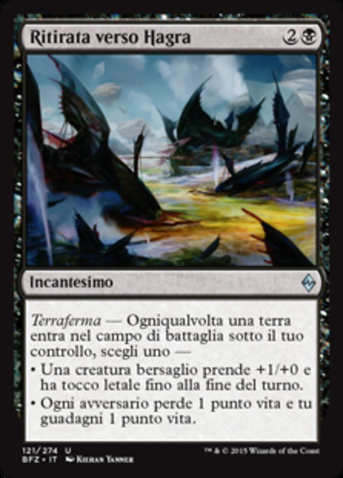 Carta MTG-Ritirata verso Hagra-Battaglia per Zendikar-N.121-ITA-EX-Uncommon