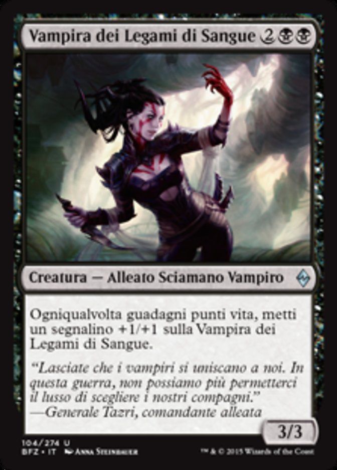 Carta MTG-Vampira dei Legami di Sangue-Battaglia per Zendikar-N.104-ITA-EX-UN