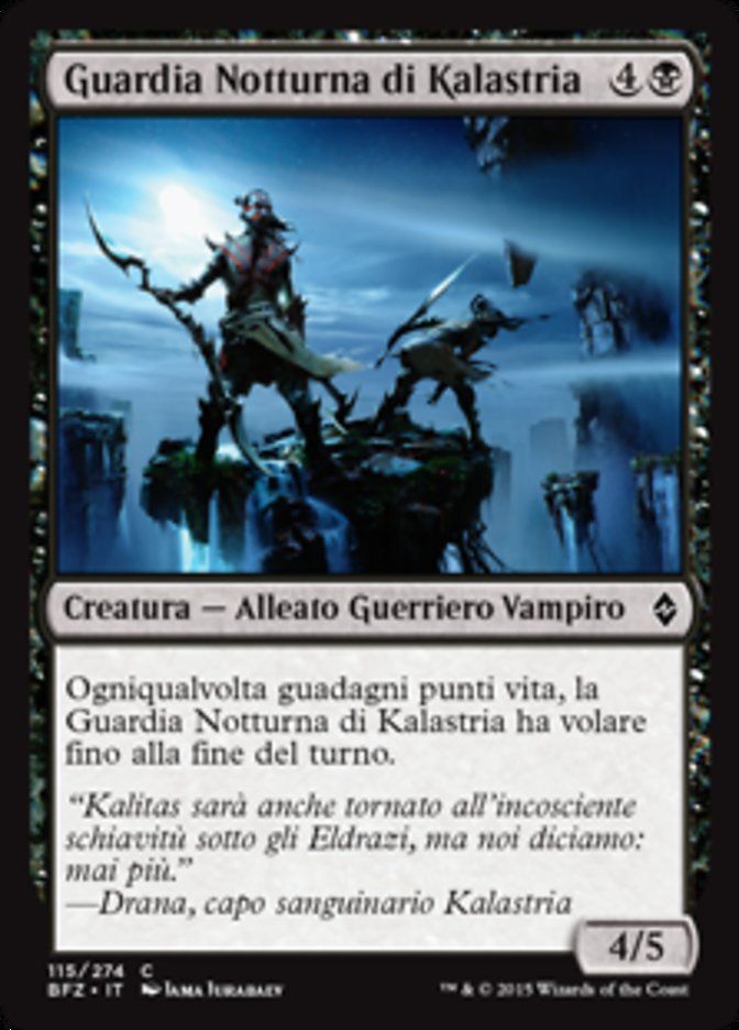 Carta MTG-Guardia Notturna di Kalastria-Battaglia per Zendikar-N.115-ITA-EX-Com