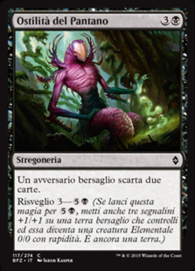 Carta MTG-Ostilità del Pantano-Battaglia per Zendikar-N.117-ITA-EX-Common