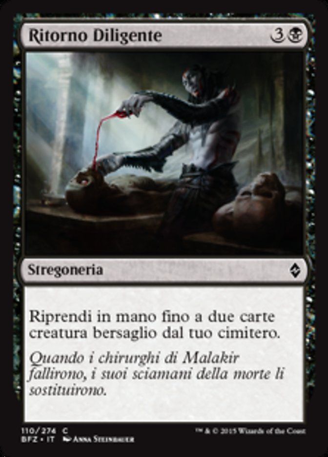 Carta MTG-Ritorno Diligente-Battaglia per Zendikar-N.110-ITA-EX-Common Foil