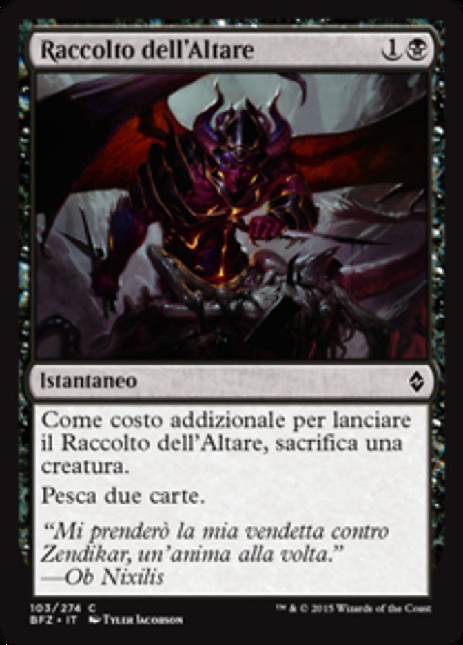 Carta MTG-Raccolto dell'Altare-Battaglia per Zendikar-N.103-ITA-EX-Common