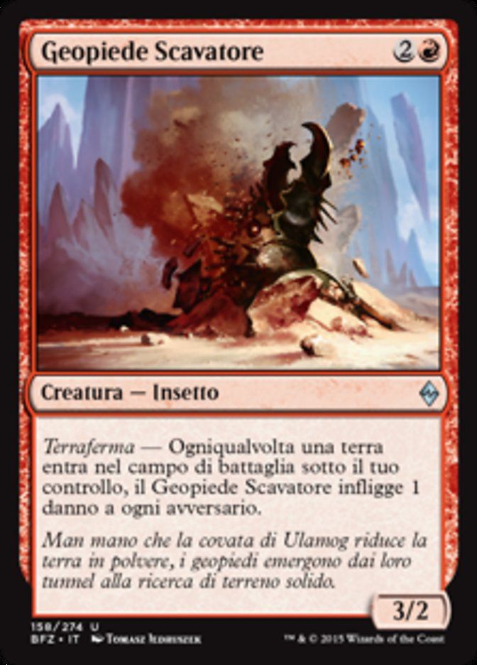 Carta MTG-Geopiede Scavatore-Battaglia per Zendikar-N.158-ITA-EX-Uncommon