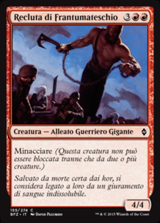 Carta MTG-Recluta di Frantumateschio-Battaglia per Zendikar-N.155-ITA-EX-Common