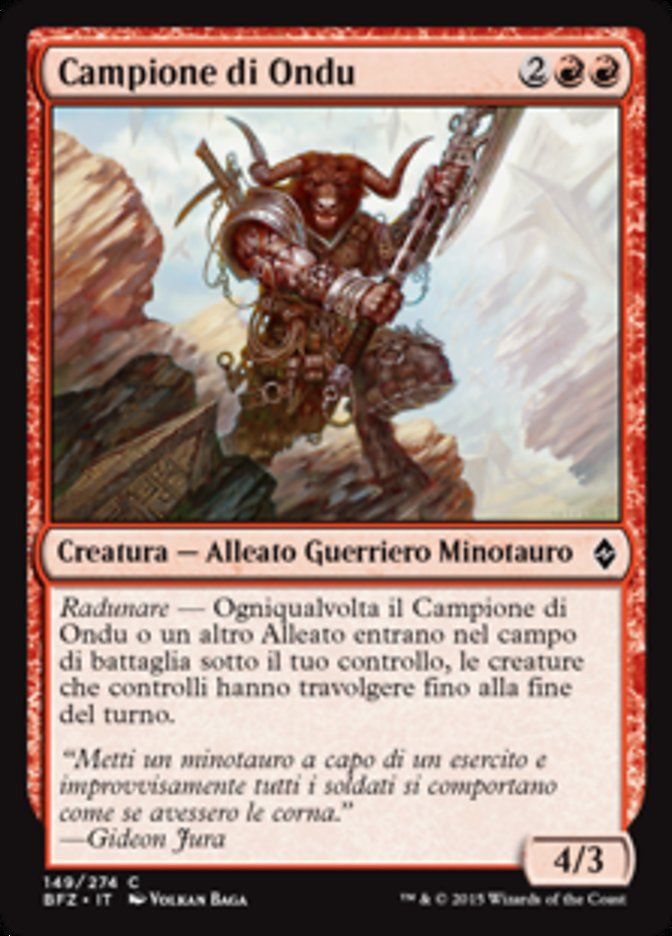 Carta MTG-Campione di Ondu-Battaglia per Zendikar-N.149-ITA-EX-Common