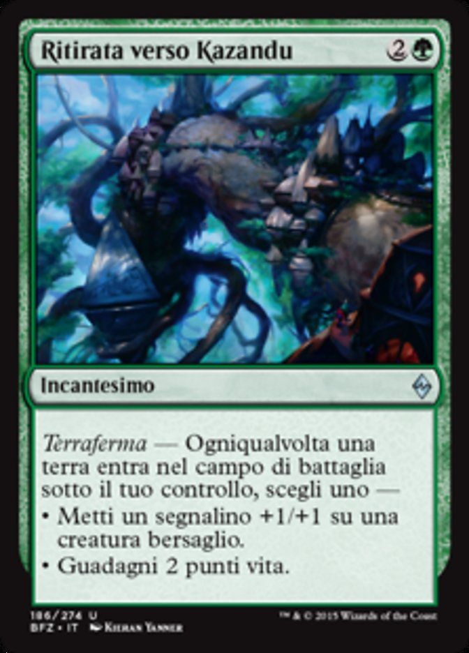 Carta MTG-Ritirata verso Kazandu-Battaglia per Zendikar-N.186-ITA-EX-Uncommon